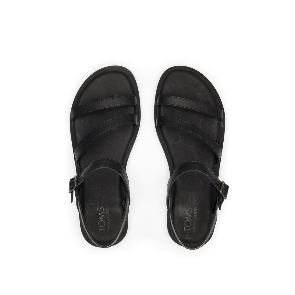 Kira Black Leather Strappy Sandal