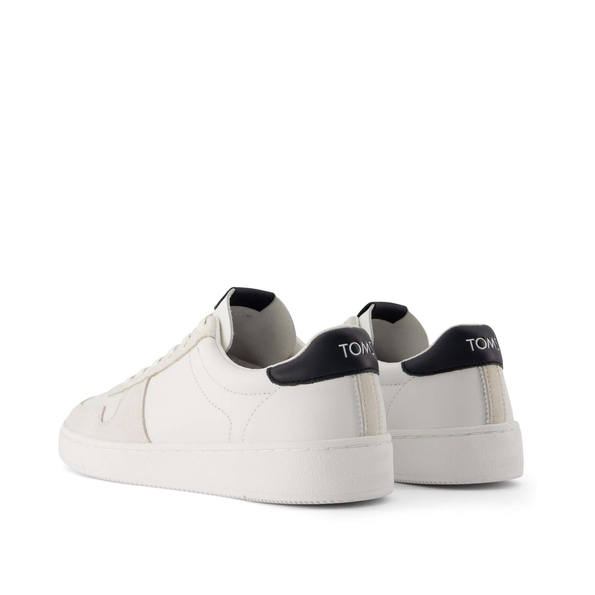 TRVL LITE Court White and Black Leather Sneaker
