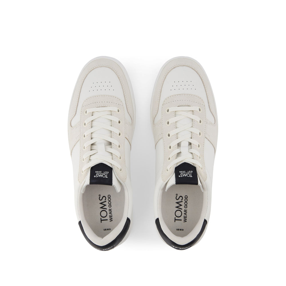 TRVL LITE Court White and Black Leather Sneaker