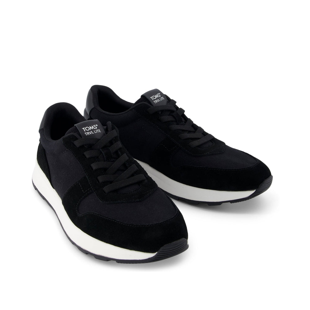 TRVL Lite Retro Runner Black Suede Water Repellent Sneaker