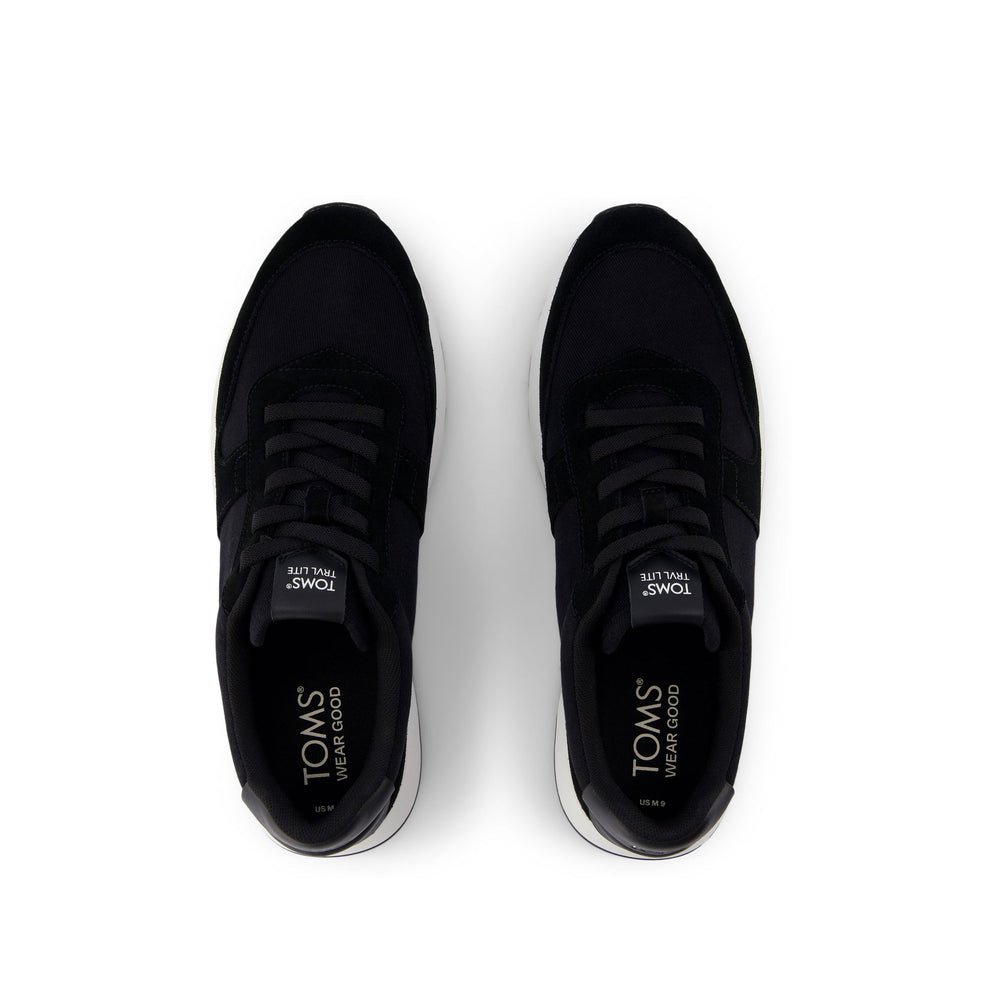 TRVL Lite Retro Runner Black Suede Water Repellent Sneaker