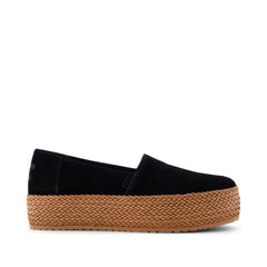 Valencia Black Suede Espadrille Platform Espadrille