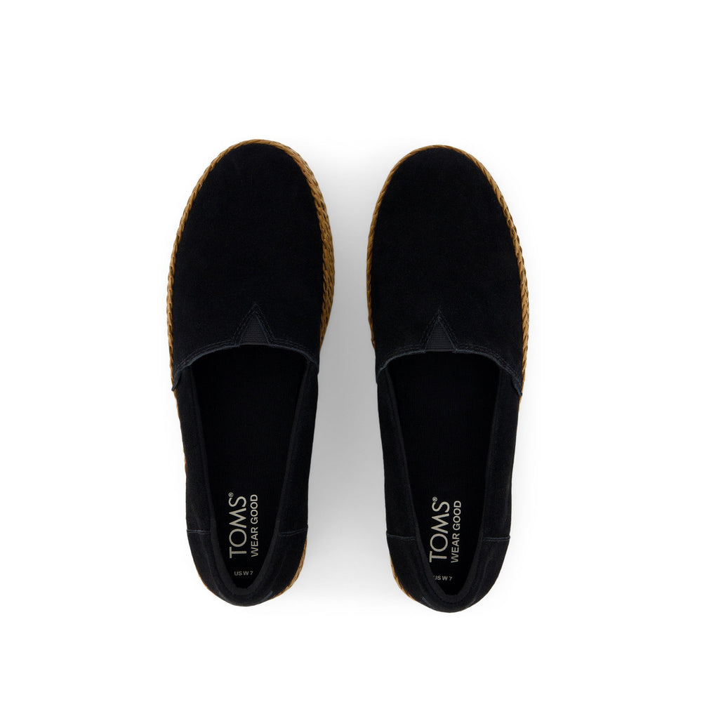 Valencia Black Suede Espadrille Platform Espadrille