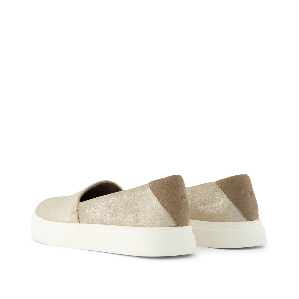 Kameron Champagne Metallic Suede Slip On Sneaker