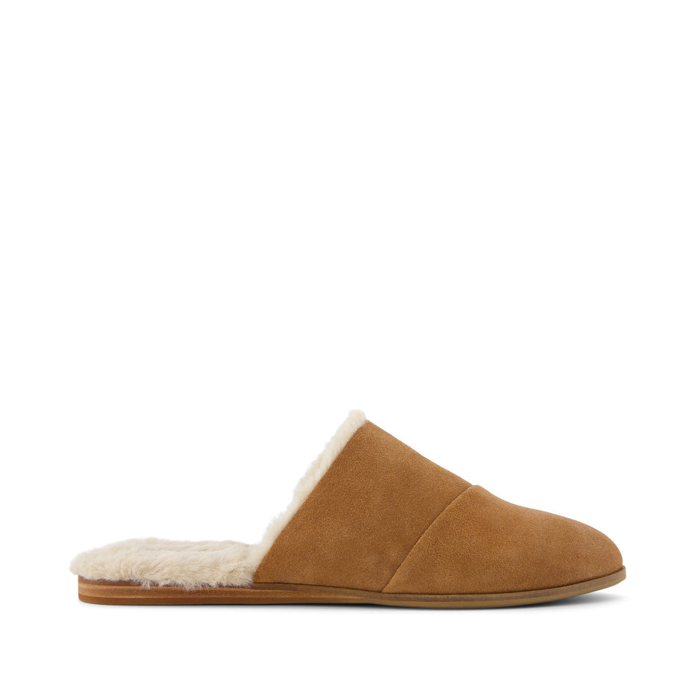 Jade Brown Faux Fur Suede Flat