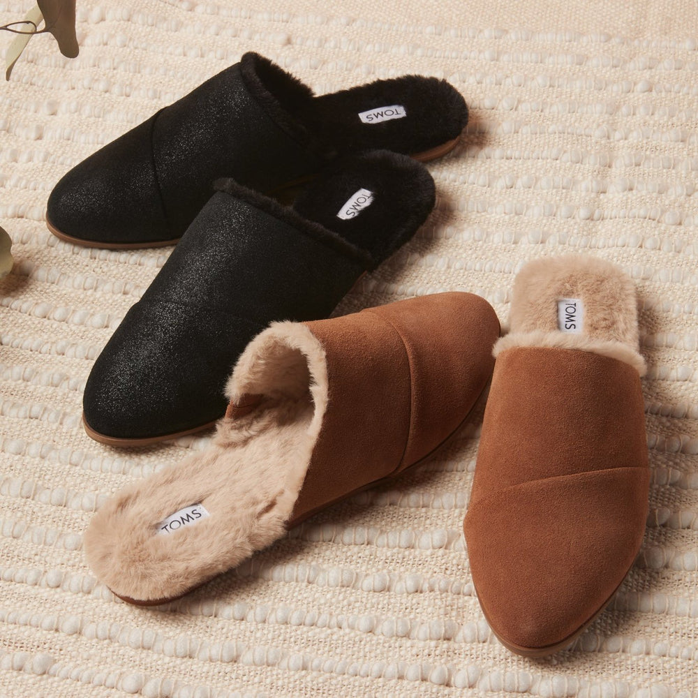 Jade Brown Faux Fur Suede Flat