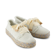 Carolina Lace-Up Espadrille White Onyx Textured Denim