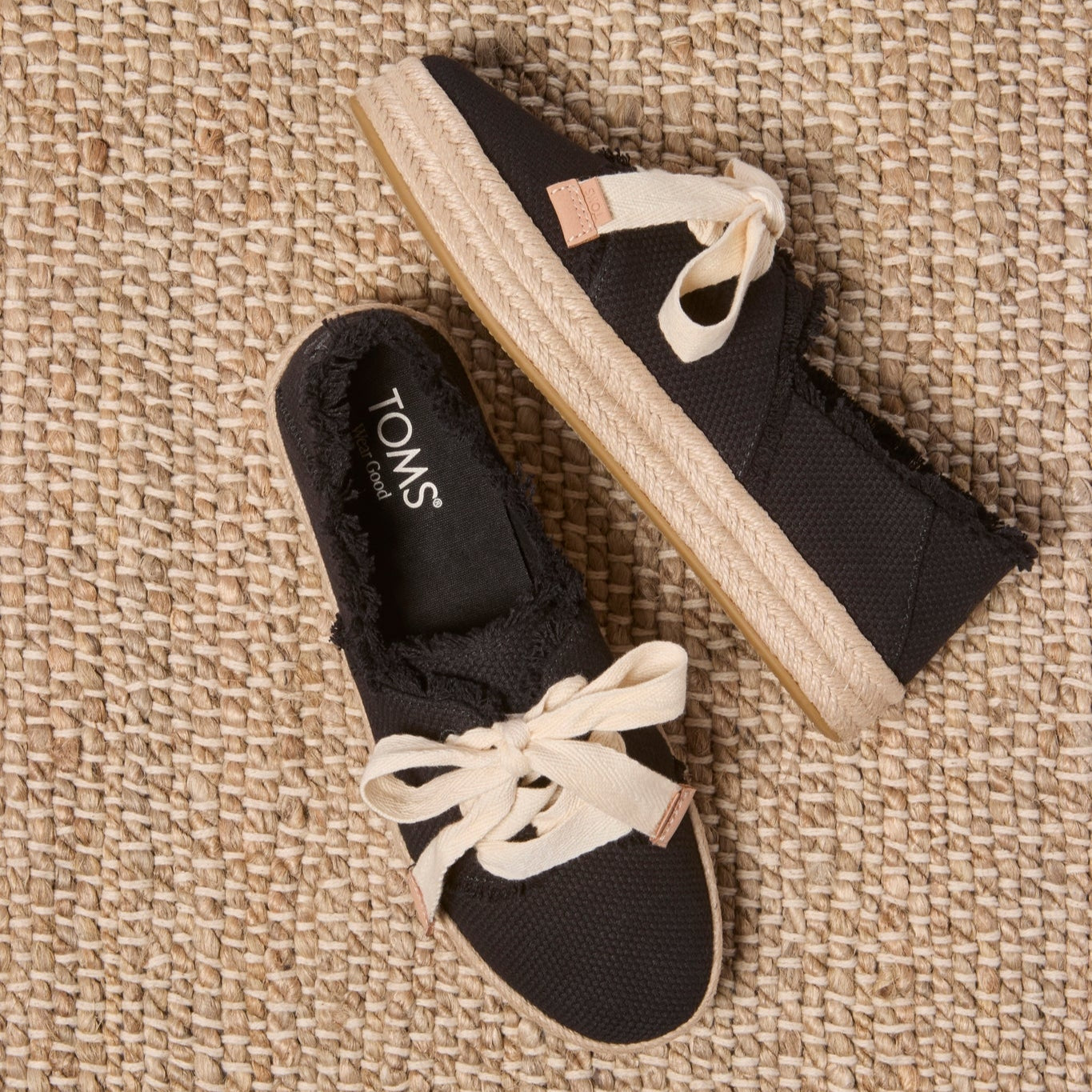 Carolina Lace-Up Espadrille Black Beachside Woven