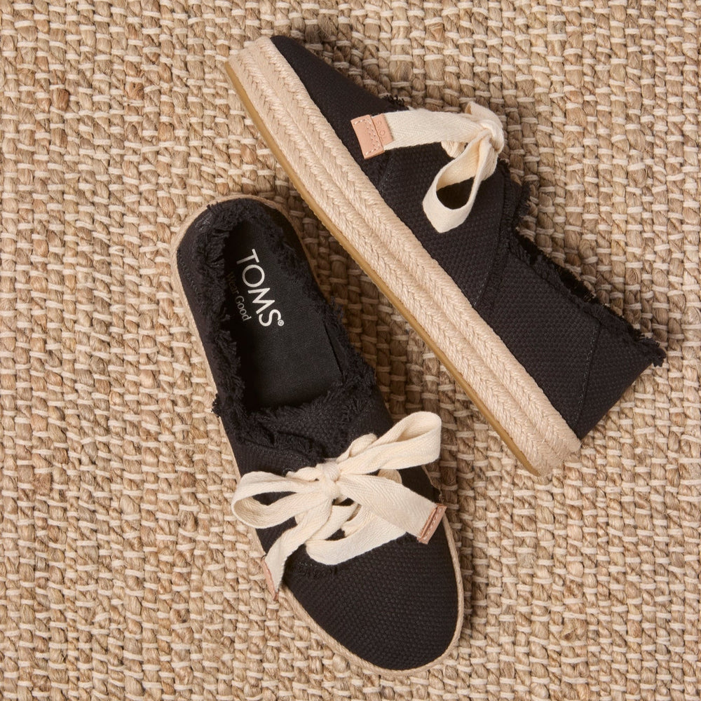 Carolina Lace-Up Espadrille Black Beachside Woven