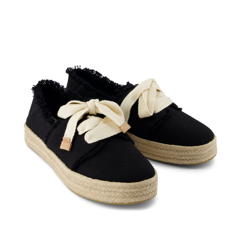 Carolina Lace-Up Espadrille Black Beachside Woven