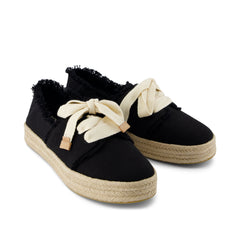 Carolina Lace-Up Espadrille Black Beachside Woven