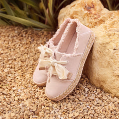 Carolina Lace-Up Espadrille Pale Rose Beachside Woven