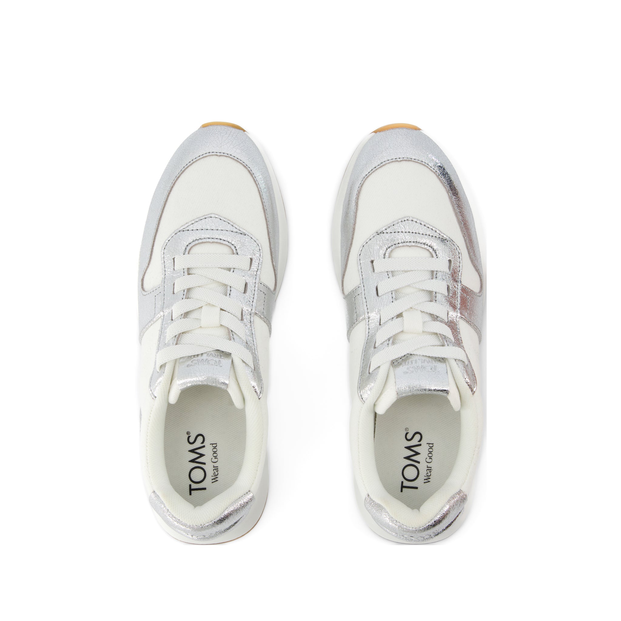 TRVL LITE Retro Runner Water Repellent Silver Crinkle Metallic Leather and Vintage Twill Sneaker