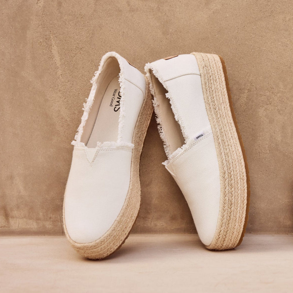 Valencia White Canvas Platform Espadrille