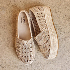 Valencia Platform Espadrille Champagne Metallic Basket Weave