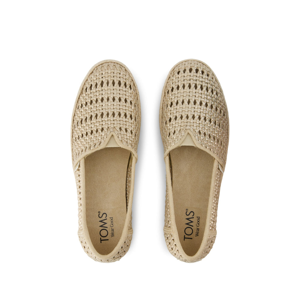 Valencia Platform Espadrille Champagne Metallic Basket Weave
