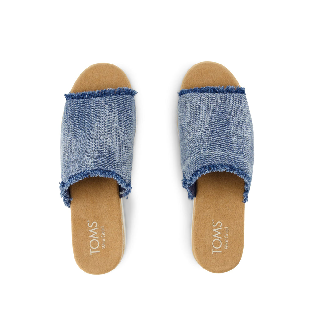 Diana Mule Wedge Sandal Dark Sky Textured Denim