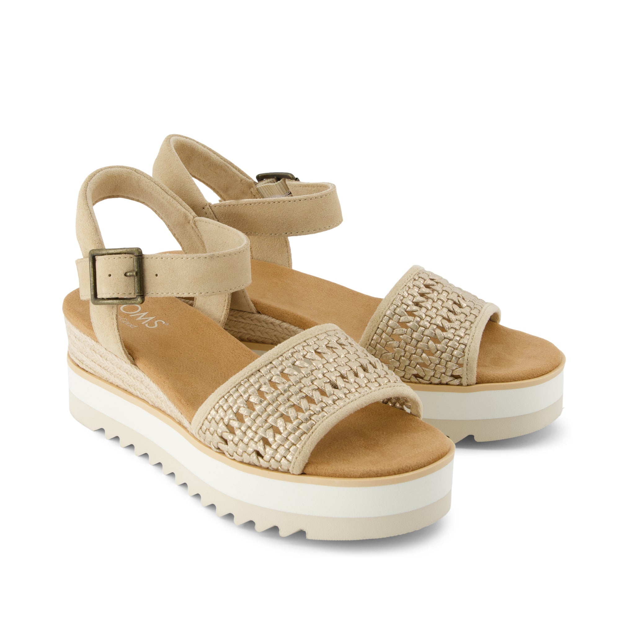 Diana Wedge Sandal Champagne Metallic Basket Weave