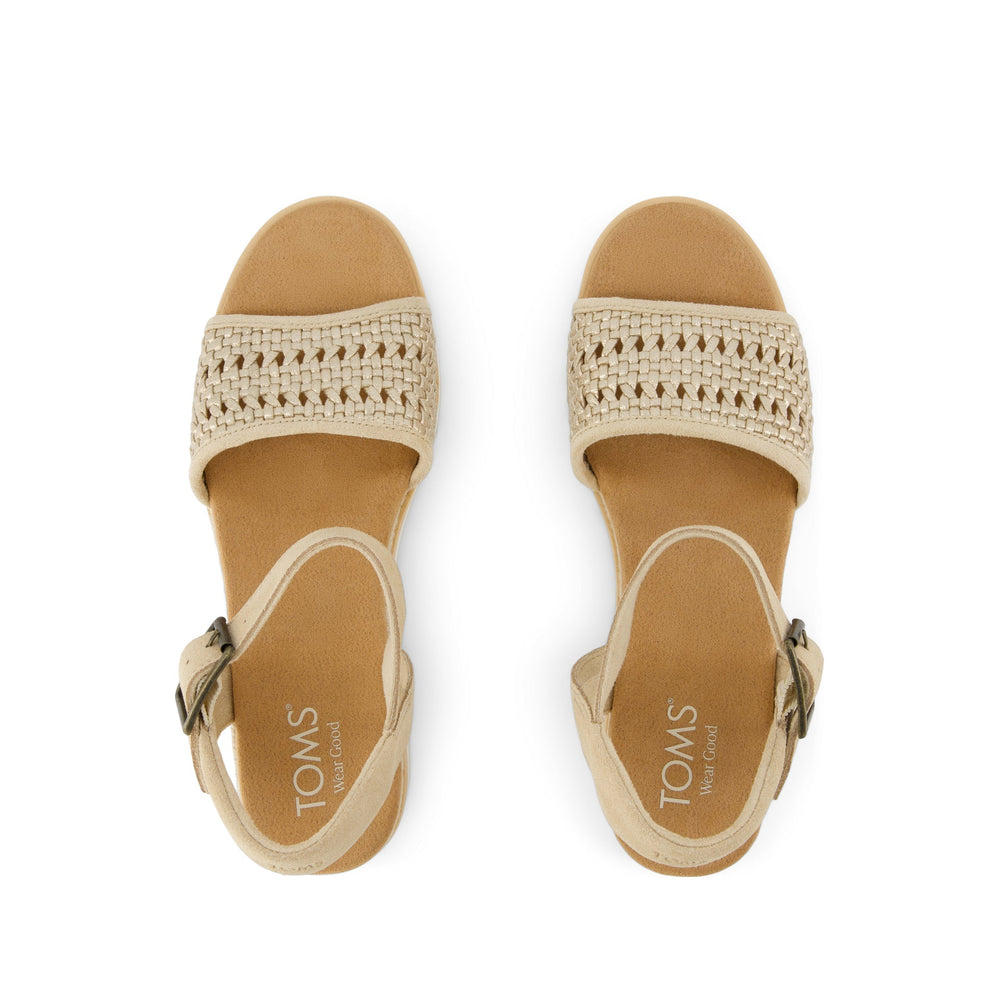 Diana Wedge Sandal Champagne Metallic Basket Weave