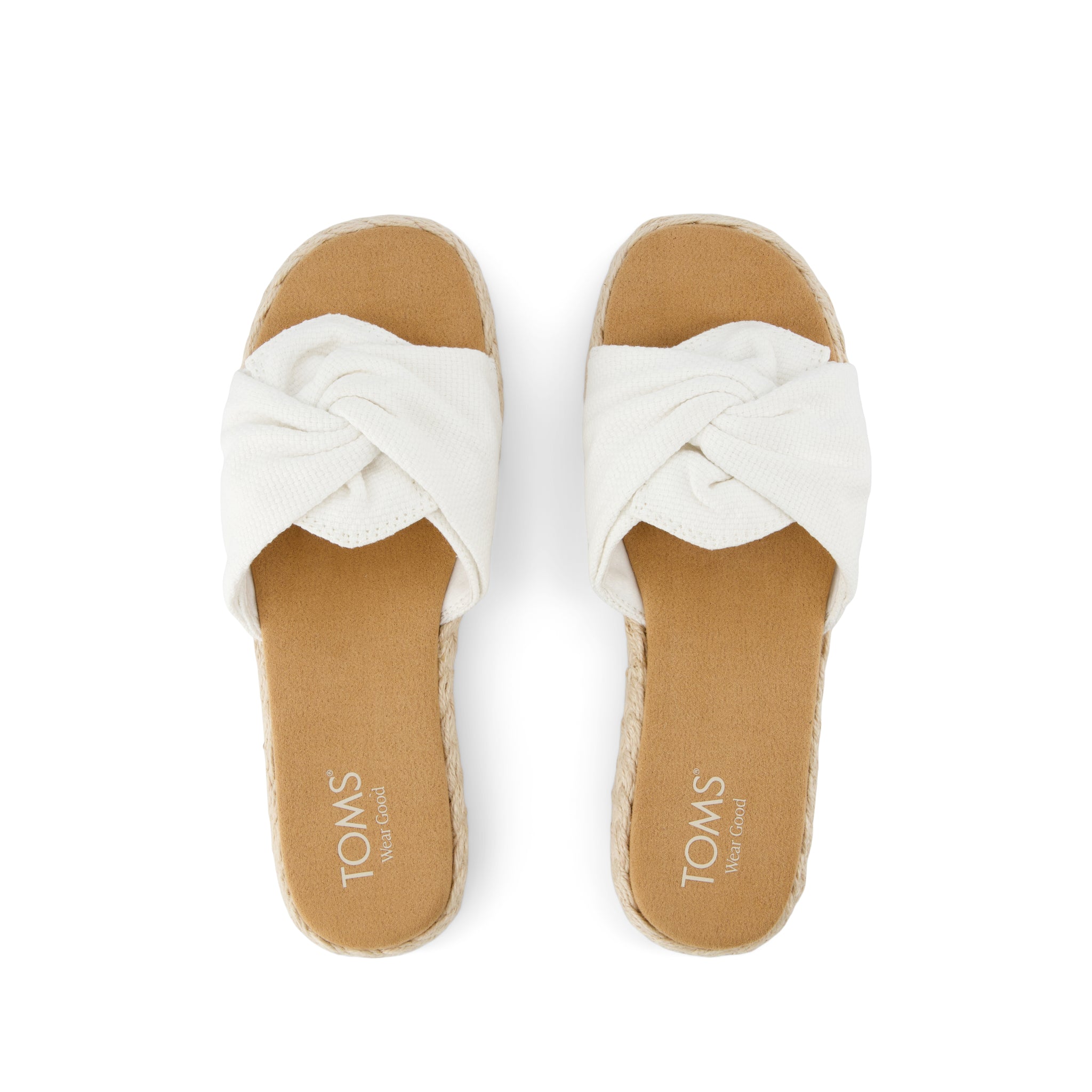 Abby Slide Flatform Espadrille Sandal White Beachside Woven