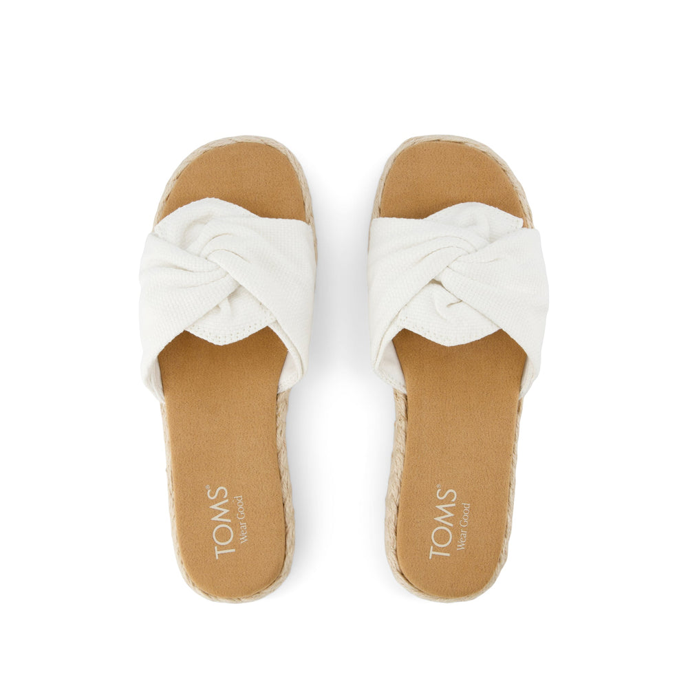 Abby Slide Flatform Espadrille Sandal White Beachside Woven
