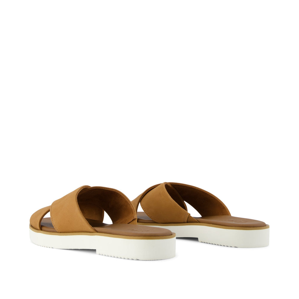 Mae Crossover Slide Sandal Brown Sugar Leather