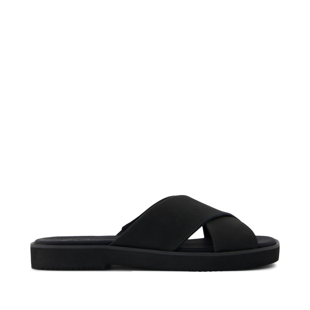 Mae Crossover Slide Sandal Black Leather