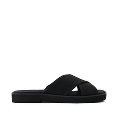 Mae Crossover Slide Sandal Black Leather