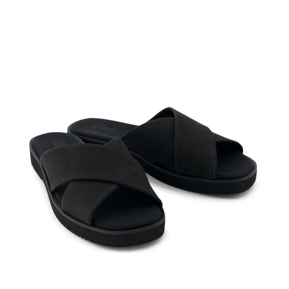 Mae Crossover Slide Sandal Black Leather