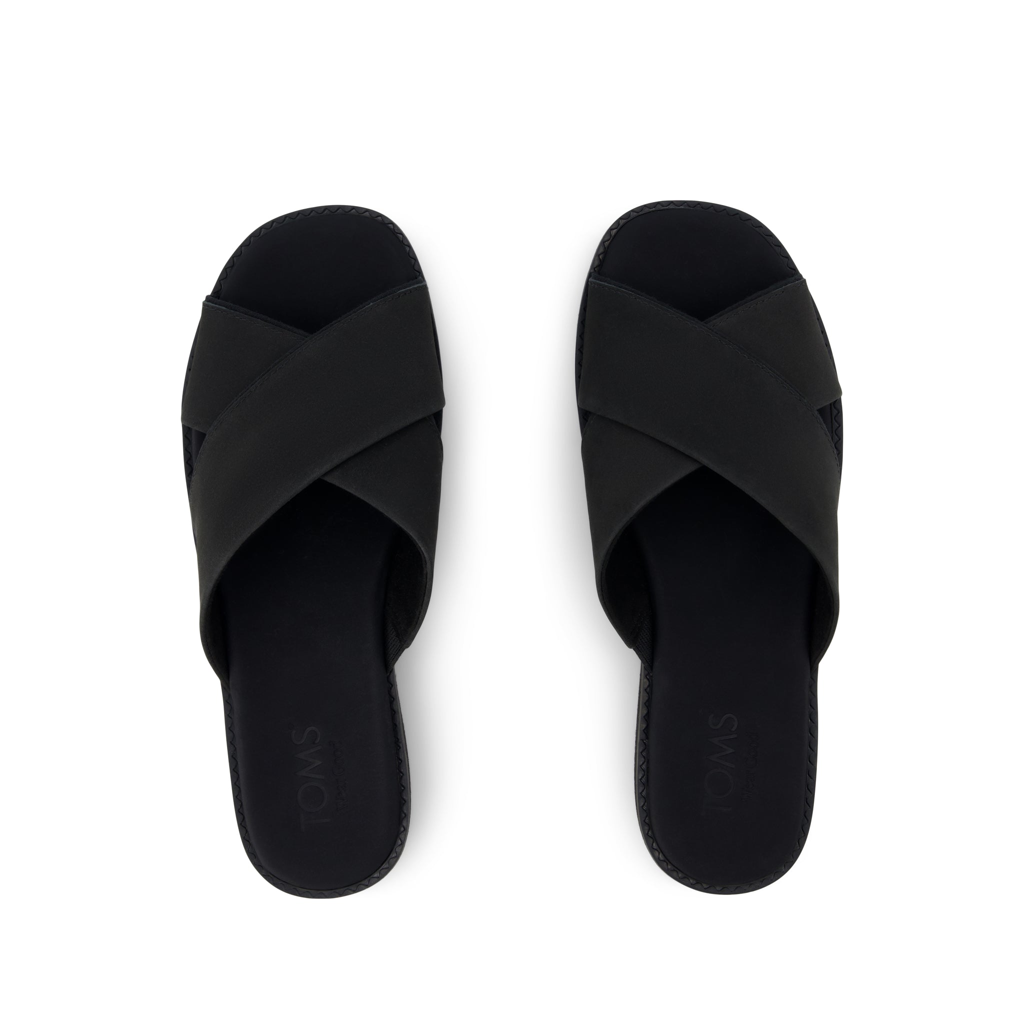 Mae Crossover Slide Sandal Black Leather