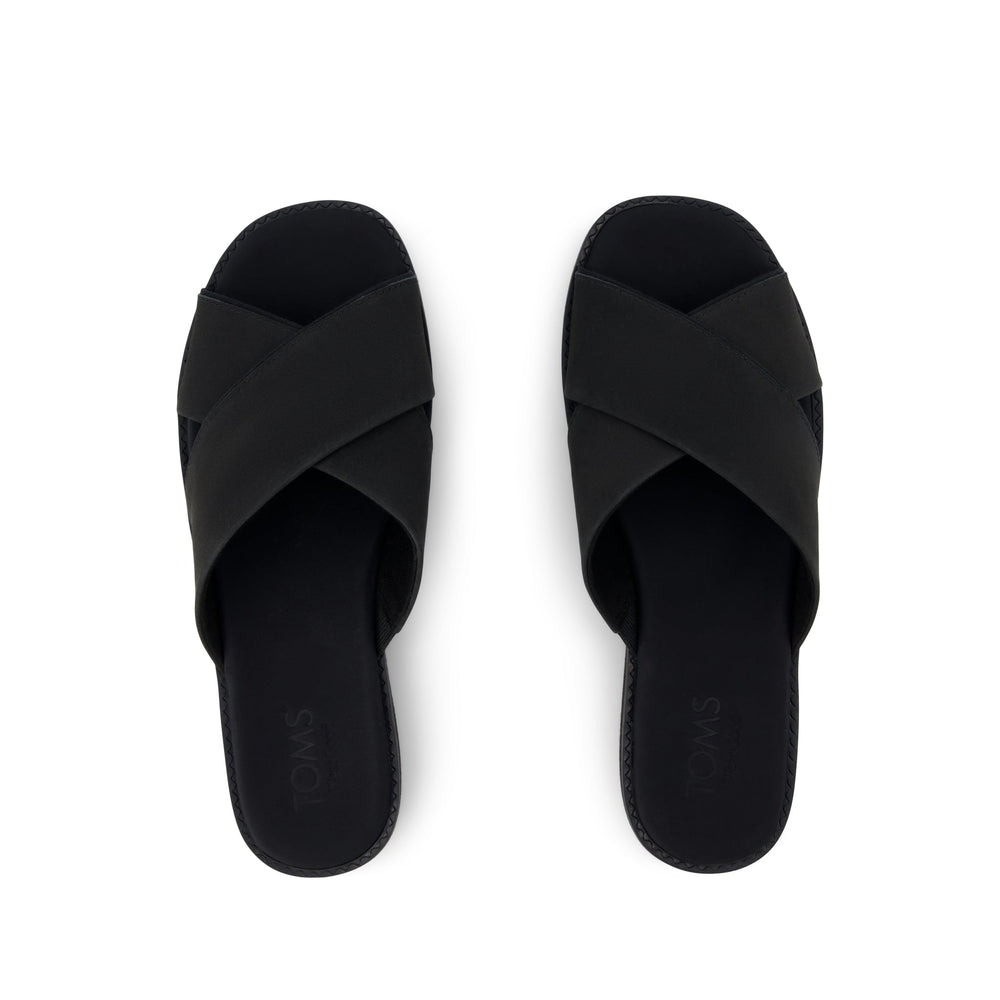 Mae Crossover Slide Sandal Black Leather