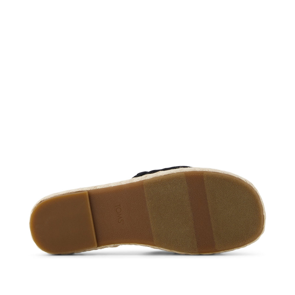 Abby Slide Flatform Espadrille Sandal Black Beachside Woven