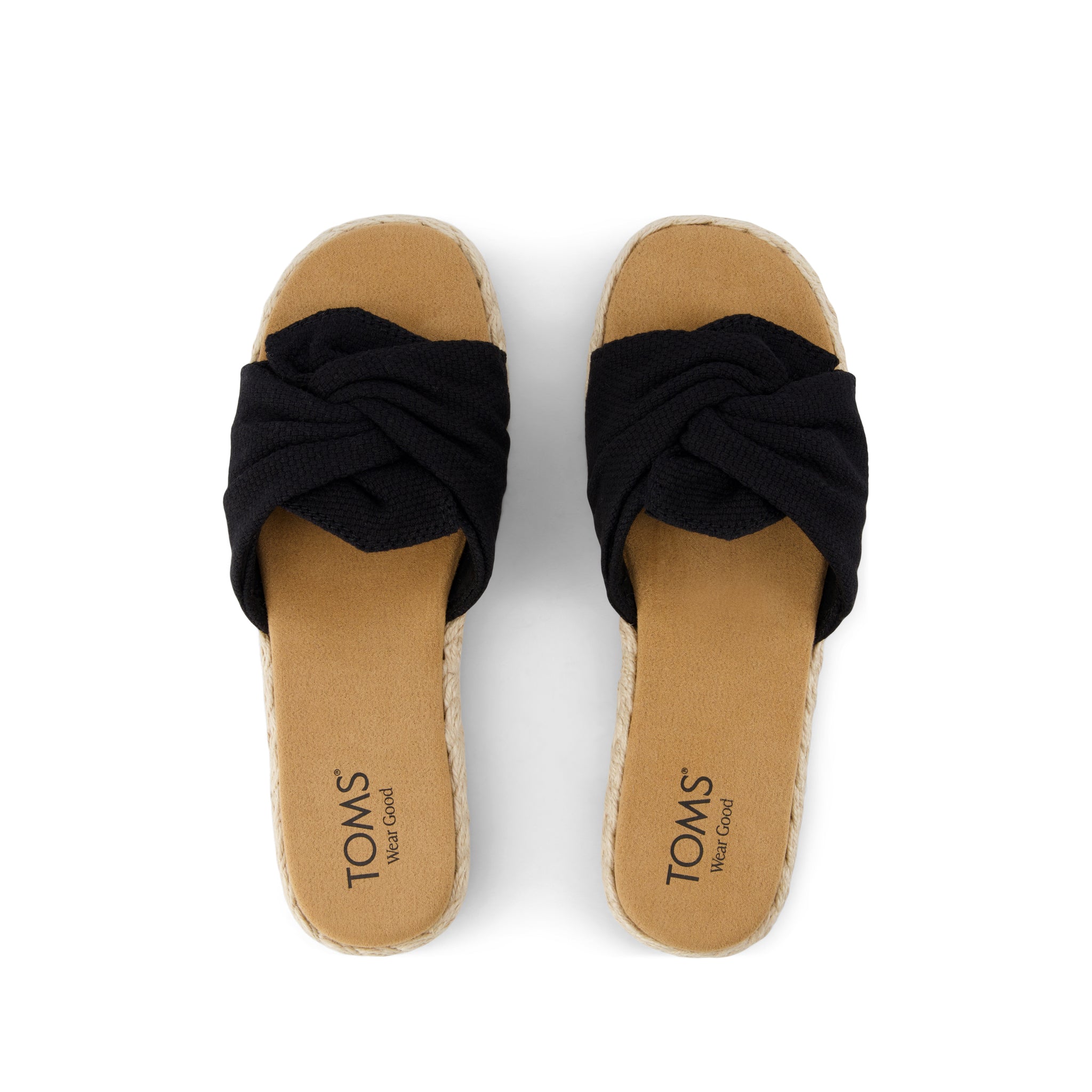 Abby Slide Flatform Espadrille Sandal Black Beachside Woven