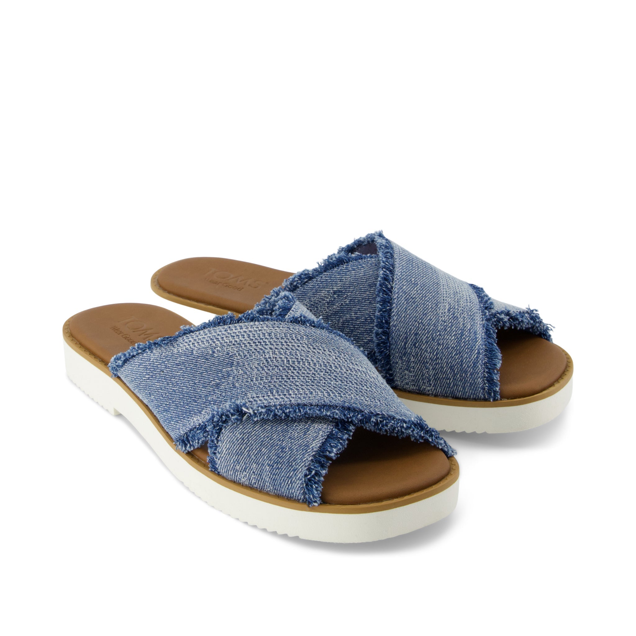 Mae Crossover Slide Sandal Dark Sky Textured Denim
