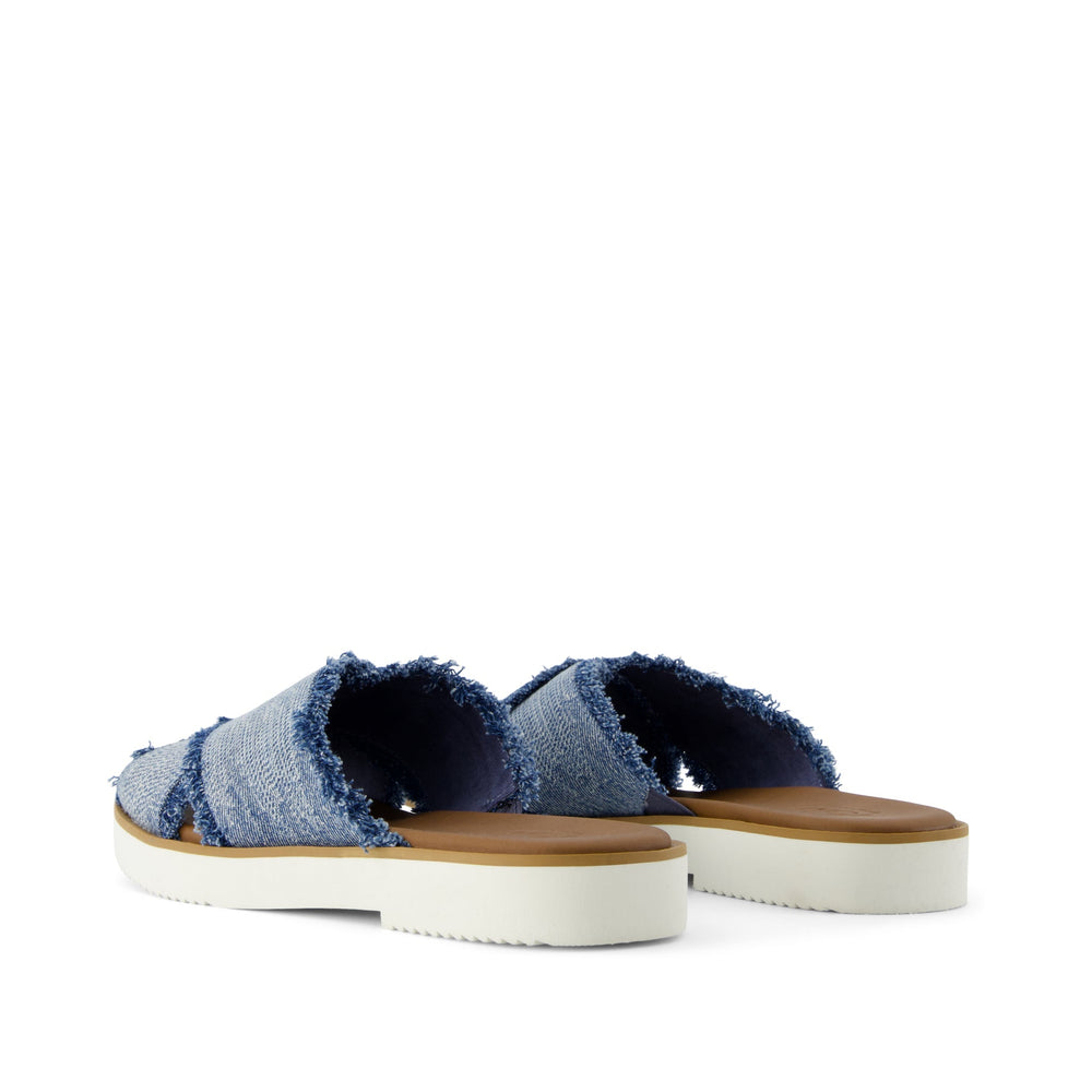 Mae Crossover Slide Sandal Dark Sky Textured Denim