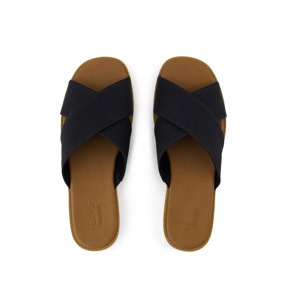 Mae Crossover Slide Sandal Black Heavy Canvas