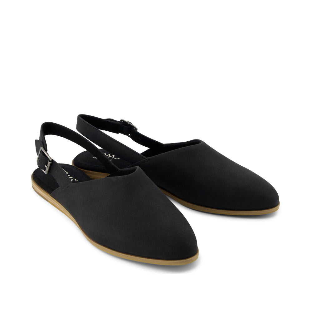 Jade Slingback Flat Black Leather
