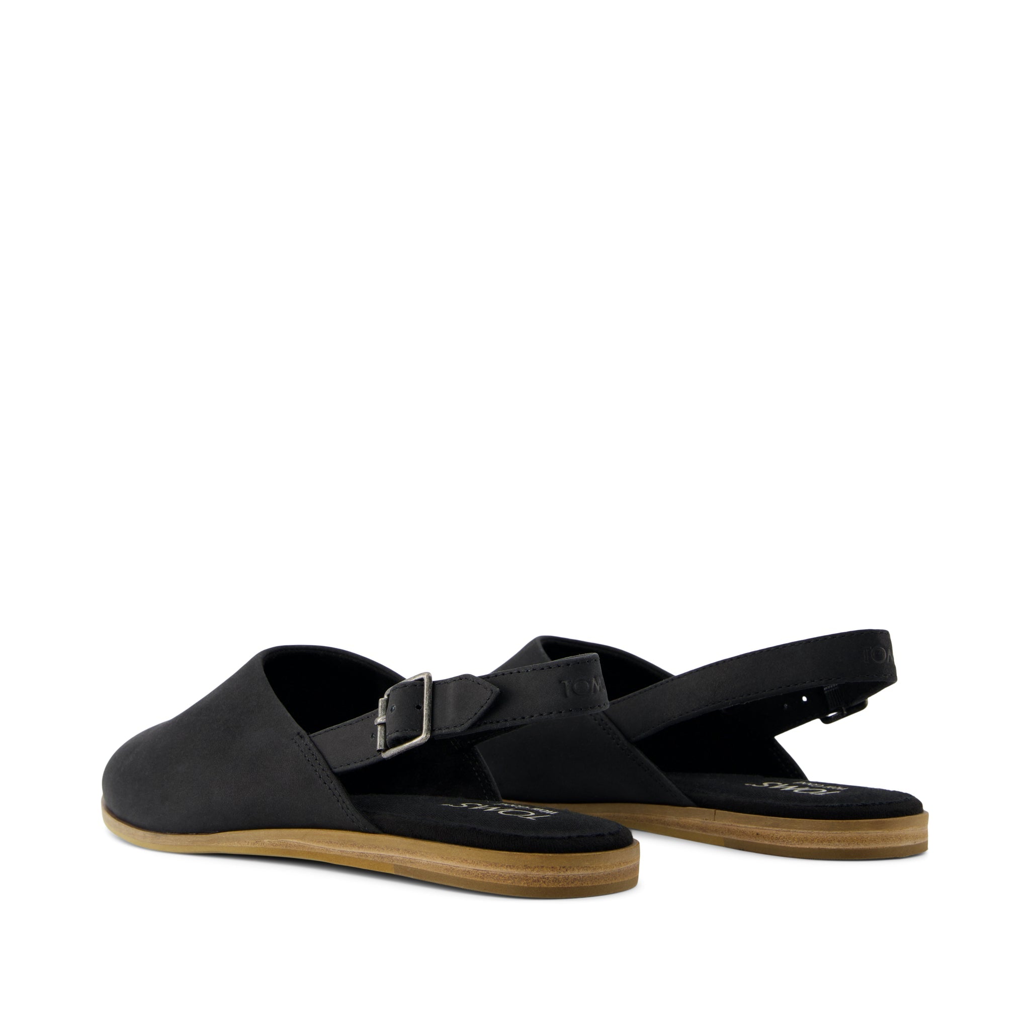 Jade Slingback Flat Black Leather