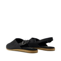 Jade Slingback Flat Black Leather