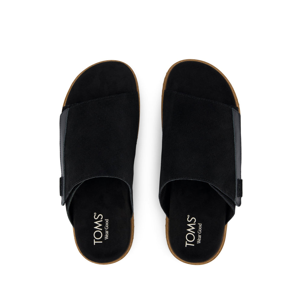 Danilo Slide Sandal Black Perforated Suede
