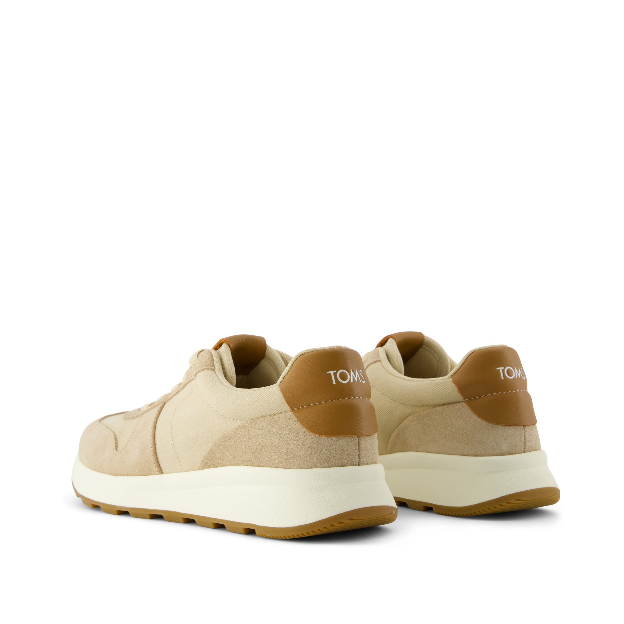 TRVL LITE Retro Runner Water Repellent Almond Twill and Leather Sneaker
