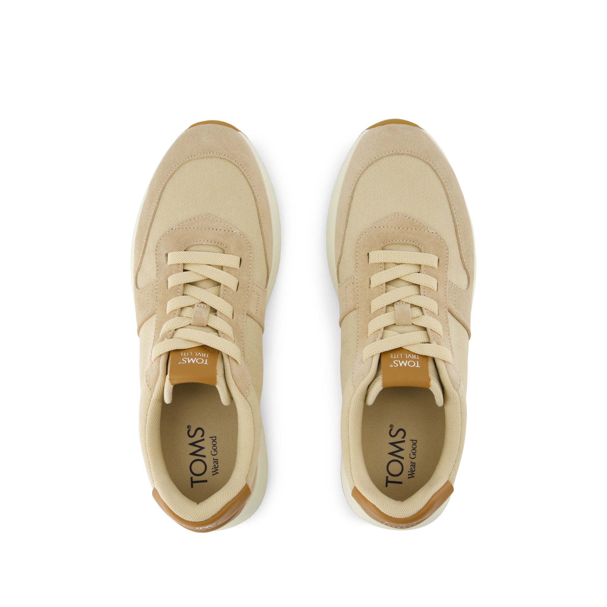 TRVL LITE Retro Runner Water Repellent Almond Twill and Leather Sneaker