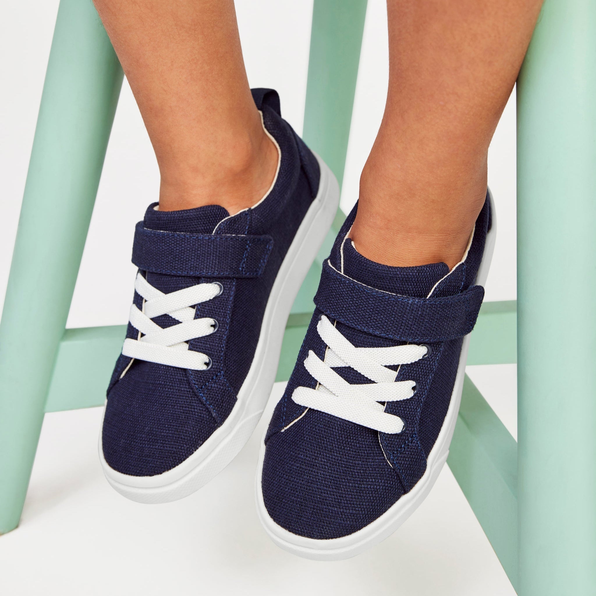 Cruz Lace-Up Navy Heritage Canvas Kids Sneaker