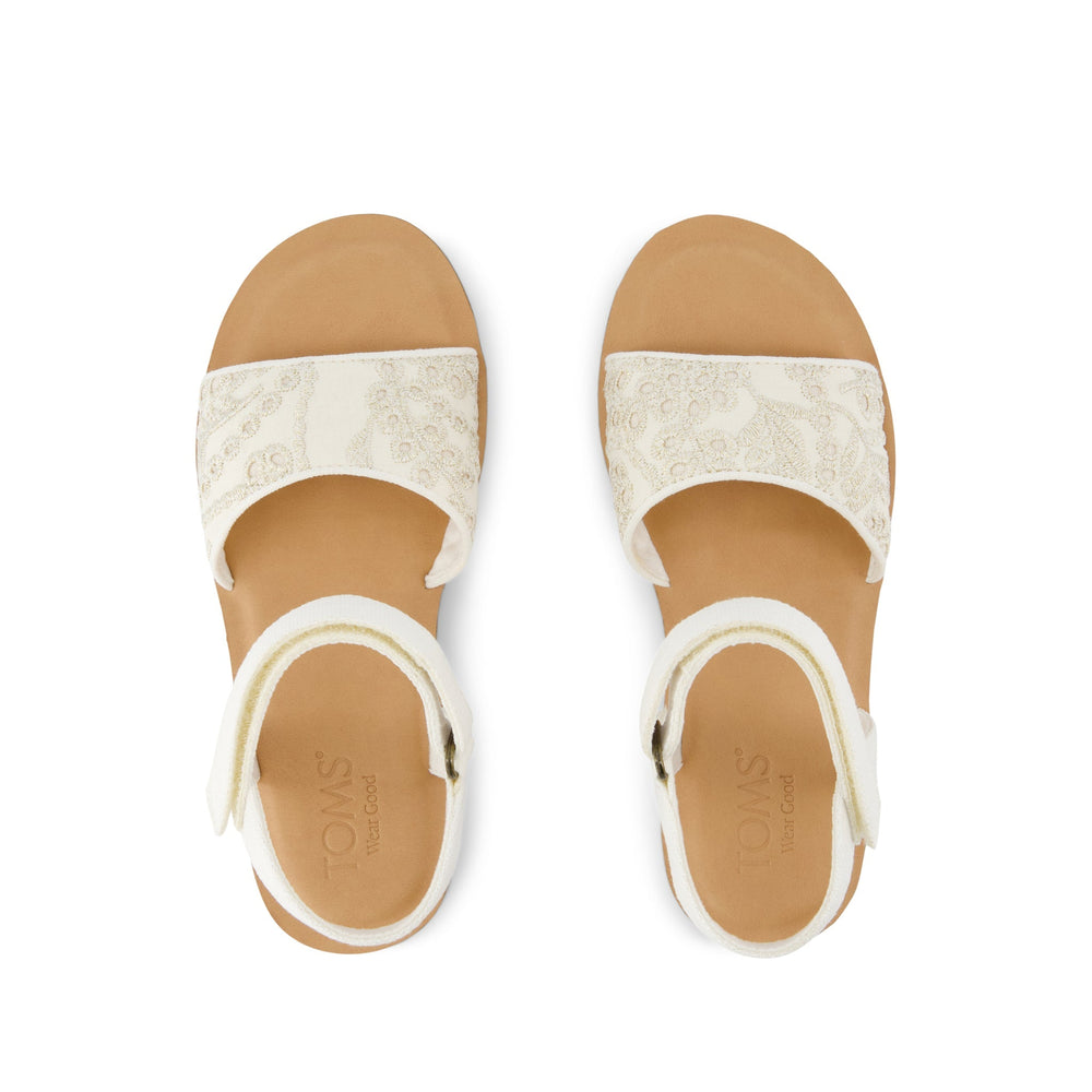 Remi Ankle Strap Kids Sandal Egret Botanical Eyelet