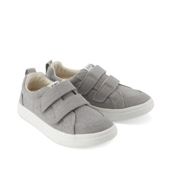 Cruz Double Strap Drizzle Grey Heritage Canvas Kids Sneaker