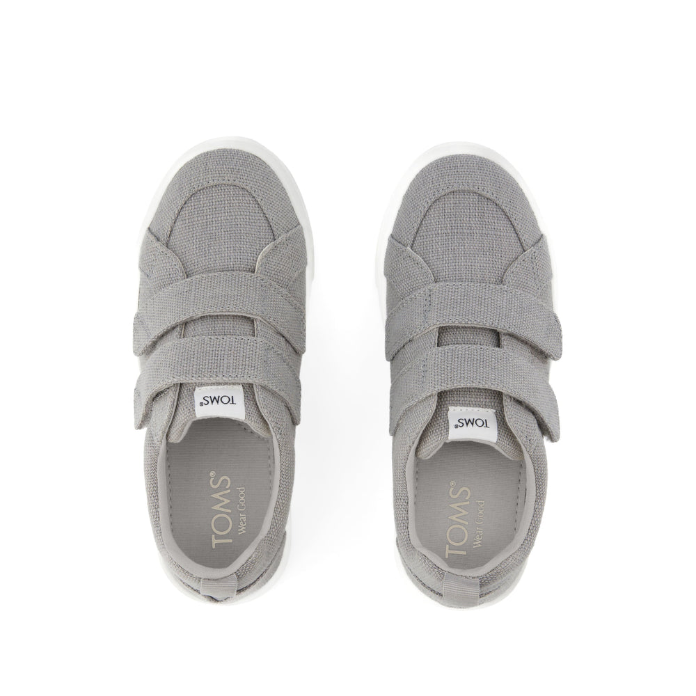 Cruz Double Strap Drizzle Grey Heritage Canvas Kids Sneaker