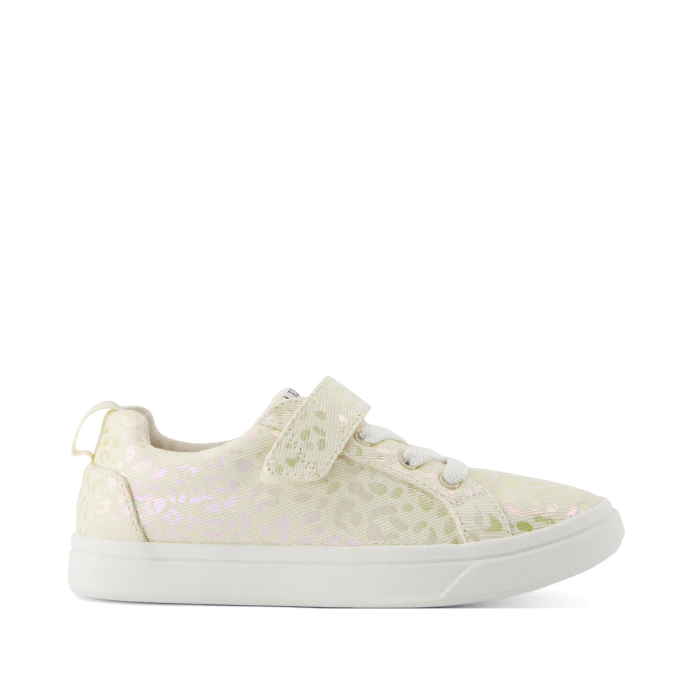 Cruz Lace-Up Natural Iridescent Leopard Kids Sneaker