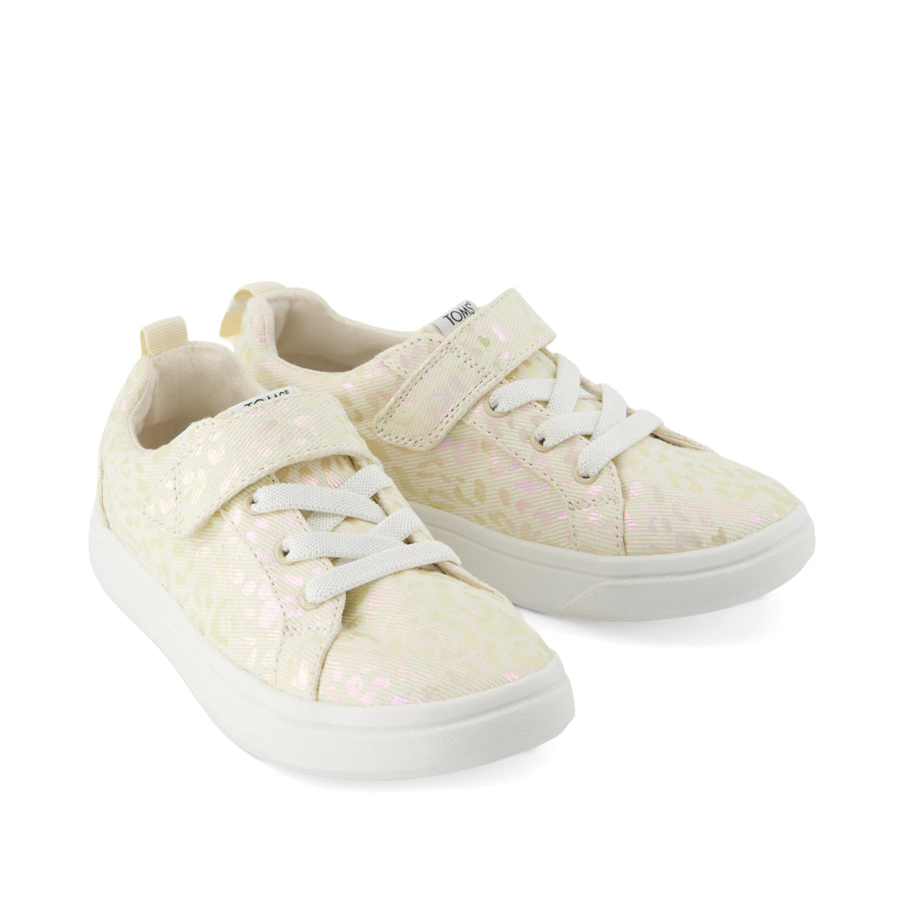 Cruz Lace-Up Natural Iridescent Leopard Kids Sneaker