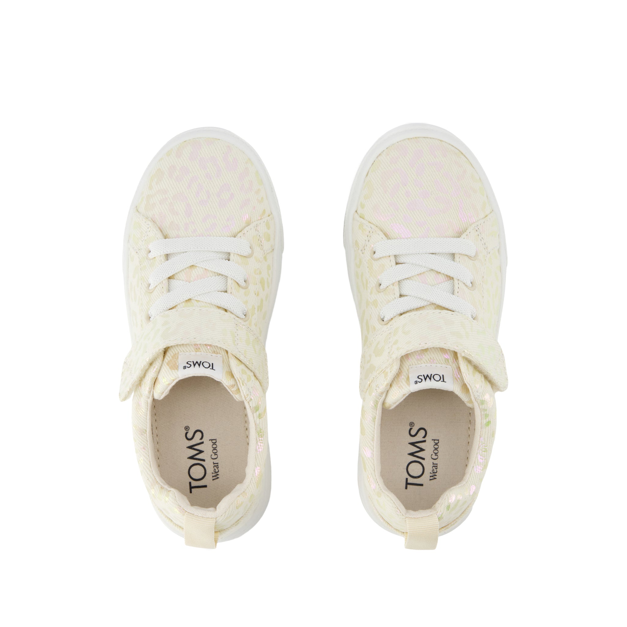 Cruz Lace-Up Natural Iridescent Leopard Kids Sneaker
