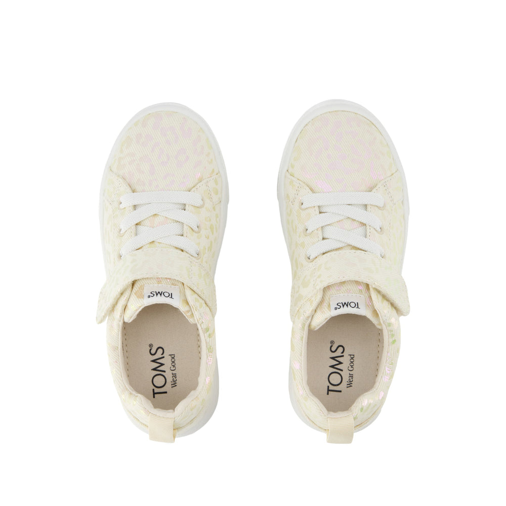 Cruz Lace-Up Natural Iridescent Leopard Kids Sneaker